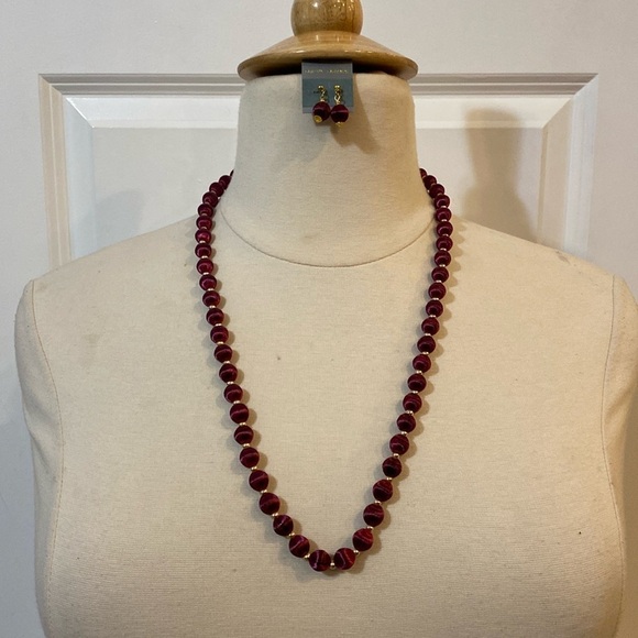 Vintage Spun Silk Bead Endless Necklace & Earrings - Picture 1 of 10